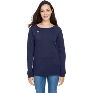 UNDER ARMOUR UA Women's Hustle Fleece Crewneck Navy Blue Sweatshirt Large